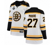 Women's Boston Bruins #27 John Moore Authentic White Away Fanatics Branded Breakaway 2019 Stanley Cup Final Bound Hockey Jersey