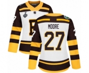 Women's Boston Bruins #27 John Moore Authentic White Winter Classic 2019 Stanley Cup Final Bound Hockey Jersey