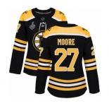 Women's Boston Bruins #27 John Moore Premier Black Home 2019 Stanley Cup Final Bound Hockey Jersey