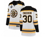 Women's Boston Bruins #30 Gerry Cheevers Authentic White Away Fanatics Branded Breakaway 2019 Stanley Cup Final Bound Hockey Jersey