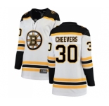 Women's Boston Bruins #30 Gerry Cheevers Authentic White Away Fanatics Branded Breakaway Hockey Jersey