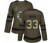Women's Boston Bruins #33 Zdeno Chara Authentic Green Salute to Service 2019 Stanley Cup Final Bound Hockey Jersey