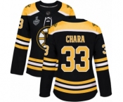 Women's Boston Bruins #33 Zdeno Chara Premier Black Home 2019 Stanley Cup Final Bound Hockey Jersey