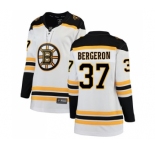 Women's Boston Bruins #37 Patrice Bergeron Authentic White Away Fanatics Branded Breakaway Hockey Jersey