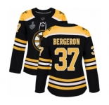 Women's Boston Bruins #37 Patrice Bergeron Premier Black Home 2019 Stanley Cup Final Bound Hockey Jersey