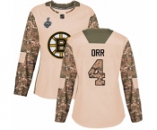 Women's Boston Bruins #4 Bobby Orr Authentic Camo Veterans Day Practice 2019 Stanley Cup Final Bound Hockey Jersey