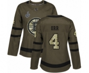 Women's Boston Bruins #4 Bobby Orr Authentic Green Salute to Service 2019 Stanley Cup Final Bound Hockey Jersey