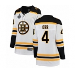 Women's Boston Bruins #4 Bobby Orr Authentic White Away Fanatics Branded Breakaway 2019 Stanley Cup Final Bound Hockey Jersey