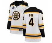 Women's Boston Bruins #4 Bobby Orr Authentic White Away Fanatics Branded Breakaway 2019 Stanley Cup Final Bound Hockey Jersey