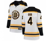 Women's Boston Bruins #4 Bobby Orr Authentic White Away Fanatics Branded Breakaway Hockey Jersey