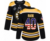 Women's Boston Bruins #40 Tuukka Rask Authentic Black USA Flag Fashion 2019 Stanley Cup Final Bound Hockey Jersey