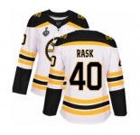 Women's Boston Bruins #40 Tuukka Rask Authentic White Away 2019 Stanley Cup Final Bound Hockey Jersey