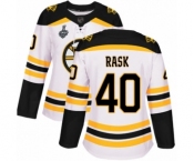 Women's Boston Bruins #40 Tuukka Rask Authentic White Away 2019 Stanley Cup Final Bound Hockey Jersey