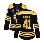 Women's Boston Bruins #41 Jaroslav Halak Premier Black Home 2019 Stanley Cup Final Bound Hockey Jersey