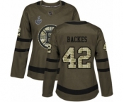 Women's Boston Bruins #42 David Backes Authentic Green Salute to Service 2019 Stanley Cup Final Bound Hockey Jersey