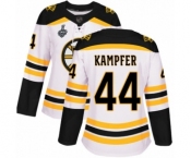 Women's Boston Bruins #44 Steven Kampfer Authentic White Away 2019 Stanley Cup Final Bound Hockey Jersey