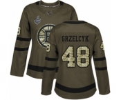 Women's Boston Bruins #48 Matt Grzelcyk Authentic Green Salute to Service 2019 Stanley Cup Final Bound Hockey Jersey