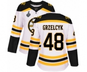 Women's Boston Bruins #48 Matt Grzelcyk Authentic White Away 2019 Stanley Cup Final Bound Hockey Jersey