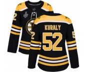 Women's Boston Bruins #52 Sean Kuraly Premier Black Home 2019 Stanley Cup Final Bound Hockey Jersey