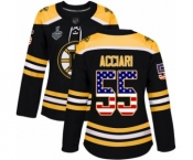 Women's Boston Bruins #55 Noel Acciari Authentic Black USA Flag Fashion 2019 Stanley Cup Final Bound Hockey Jersey