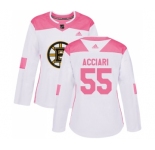 Women's Boston Bruins #55 Noel Acciari Authentic White Pink Fashion Hockey Jersey