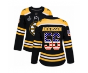 Women's Boston Bruins #56 Axel Andersson Authentic Black USA Flag Fashion 2019 Stanley Cup Final Bound Hockey Jersey