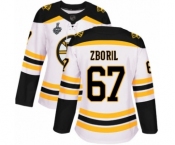 Women's Boston Bruins #67 Jakub Zboril Authentic White Away 2019 Stanley Cup Final Bound Hockey Jersey