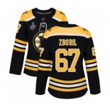 Women's Boston Bruins #67 Jakub Zboril Premier Black Home 2019 Stanley Cup Final Bound Hockey Jersey