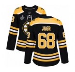 Women's Boston Bruins #68 Jaromir Jagr Premier Black Home 2019 Stanley Cup Final Bound Hockey Jersey