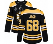 Women's Boston Bruins #68 Jaromir Jagr Premier Black Home 2019 Stanley Cup Final Bound Hockey Jersey