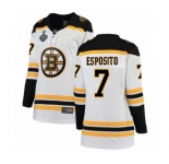 Women's Boston Bruins #7 Phil Esposito Authentic White Away Fanatics Branded Breakaway 2019 Stanley Cup Final Bound Hockey Jersey