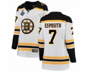 Women's Boston Bruins #7 Phil Esposito Authentic White Away Fanatics Branded Breakaway 2019 Stanley Cup Final Bound Hockey Jersey