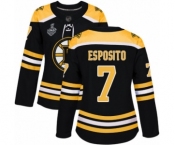 Women's Boston Bruins #7 Phil Esposito Premier Black Home 2019 Stanley Cup Final Bound Hockey Jersey