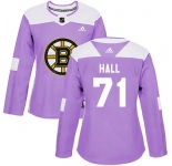 Women's Boston Bruins #71 Taylor Hall Adidas Authentic Fights Cancer Practice Jersey - Purple