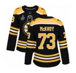 Women's Boston Bruins #73 Charlie McAvoy Authentic Black Home 2019 Stanley Cup Final Bound Hockey Jersey