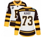 Women's Boston Bruins #73 Charlie McAvoy Authentic White Winter Classic 2019 Stanley Cup Final Bound Hockey Jersey