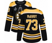 Women's Boston Bruins #73 Charlie McAvoy Premier Black Home 2019 Stanley Cup Final Bound Hockey Jersey