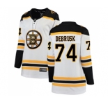 Women's Boston Bruins #74 Jake DeBrusk Authentic White Away Fanatics Branded Breakaway Hockey Jersey