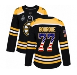 Women's Boston Bruins #77 Ray Bourque Authentic Black USA Flag Fashion 2019 Stanley Cup Final Bound Hockey Jersey