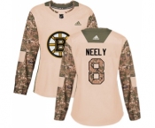 Women's Boston Bruins #8 Cam Neely Authentic Camo Veterans Day Practice Hockey Jersey