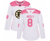 Women's Boston Bruins #8 Cam Neely Authentic White Pink Fashion Hockey Jersey