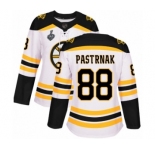 Women's Boston Bruins #88 David Pastrnak Authentic White Away 2019 Stanley Cup Final Bound Hockey Jersey