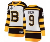 Women's Boston Bruins #9 Johnny Bucyk White Winter Classic Fanatics Branded Breakaway 2019 Stanley Cup Final Bound Hockey Jersey