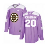 Youth Adidas Boston Bruins #20 Joakim Nordstrom Authentic Purple Fights Cancer Practice NHL Jersey