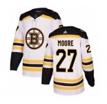 Youth Adidas Boston Bruins #27 John Moore Authentic White Away NHL Jersey