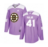 Youth Adidas Boston Bruins #41 Jaroslav Halak Authentic Purple Fights Cancer Practice NHL Jersey