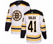 Youth Adidas Boston Bruins #41 Jaroslav Halak Authentic White Away NHL Jersey