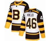Youth Adidas Boston Bruins #46 David Krejci Authentic White 2019 Winter Classic NHL Jersey