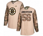 Youth Adidas Boston Bruins #56 Axel Andersson Authentic Camo Veterans Day Practice NHL Jersey