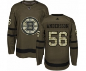 Youth Adidas Boston Bruins #56 Axel Andersson Premier Green Salute to Service NHL Jersey